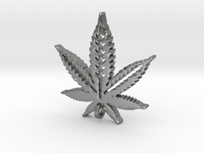 Marijuana Pendant in Natural Silver