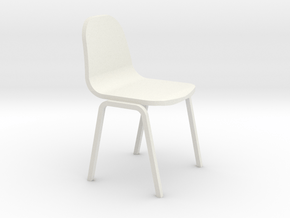 Miniature 1:24 Plastic School Chair in White Natural Versatile Plastic