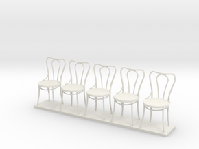Miniature 1:24 Bentwood Camel Back Chairs (5) in White Natural Versatile Plastic