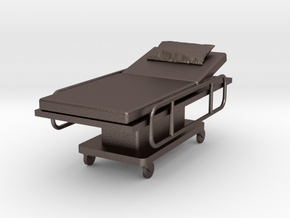 Miniature 1:24 Hospital Bed in Polished Bronzed-Silver Steel: 1:24