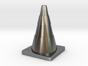 Construction Cone Custom Board Game Piece  in Polished Silver