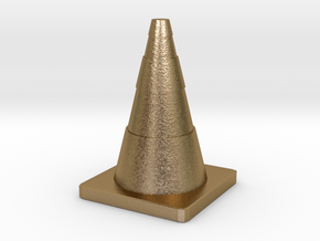 Construction Cone Custom Board Game Piece  in Polished Gold Steel