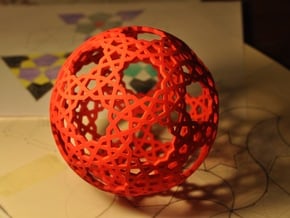 Islamic star ball with 11-pointed stars in Red Processed Versatile Plastic