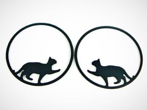 Give Me Some Food Cat Hoop Earrings 40mm in Black Natural Versatile Plastic
