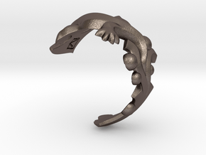 Diplocaulus Ring -Small- (Free-size) in Polished Bronzed Silver Steel