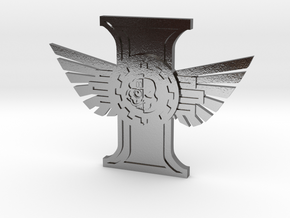 Ridged Rosette Adeptus Mechanicus winged in Polished Silver