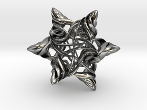 Rhombic Triacontahedron V, medium in Fine Detail Polished Silver