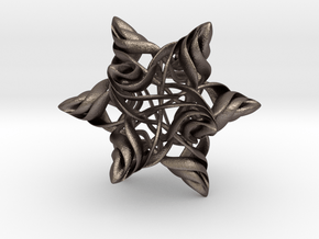 Rhombic Triacontahedron V, medium in Polished Bronzed Silver Steel