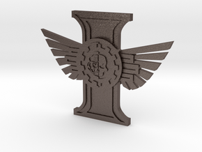 Ridged Rosette Adeptus Mechanicus Small in Polished Bronzed Silver Steel