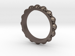 Skull Ring Eternity Style size 9 in Polished Bronzed Silver Steel
