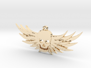 Winged Skull Pendant in 14K Yellow Gold