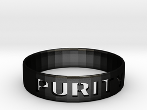 Purity Ring With Cut-Out Letters (Approx. Size: 9) in Matte Black Steel