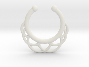 Faux Septum Ring 6 Outer Semicircles in White Natural Versatile Plastic