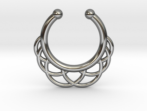 Faux Septum Ring 6 Outer Semicircles in Fine Detail Polished Silver