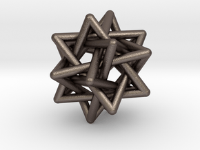 Merkaba Pendant in Polished Bronzed Silver Steel