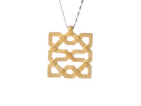 Alhambra Pendant - Islamic Filigree in Polished Gold Steel