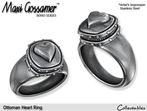 Ottoman Heart Ring in Polished Silver