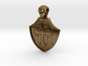 Shield And Cross Pendant in Polished Bronze