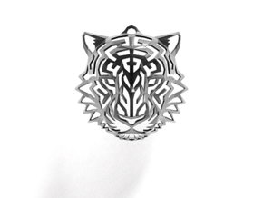 Tiger Head Pendant in Rhodium Plated Brass