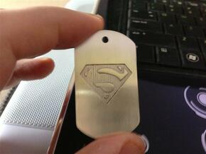 jor-el kandorian dog tag double sided in Polished Silver