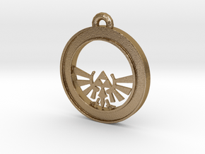 Tri-force Circle-pendant in Polished Gold Steel