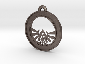 Tri-force Circle-pendant in Polished Bronzed Silver Steel