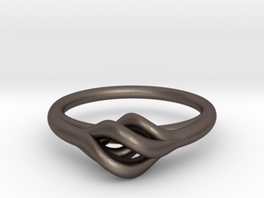 Twist Ring in Polished Bronzed Silver Steel