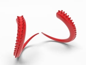 Octopus Earrings in Red Processed Versatile Plastic