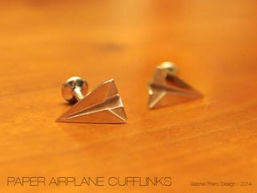 Paper Airplane Cufflinks in Polished Silver