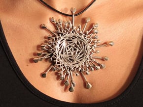 Spinnoloids Firework Pendant 9.5cm by unellenu in Polished Silver