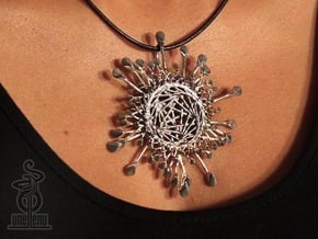 Spinnoloids Firework Pendant by unellenu 7cm in Polished Silver