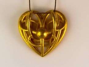 Awakened Heart Pendant in Polished Gold Steel