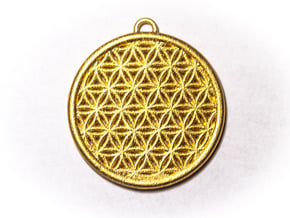 Flower Of Life Pendant  in Polished Gold Steel
