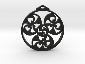 Triskele Pendant / Earring in Black Natural Versatile Plastic