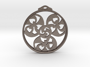 Triskele Pendant / Earring in Polished Bronzed Silver Steel