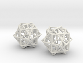 Escher Tricube Earrings from Waterfall in White Natural Versatile Plastic