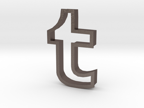 Tumblr logo cookie cutter in Polished Bronzed Silver Steel