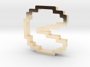 pixely pizza guy cookie cutter in 14K Yellow Gold