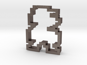 pixely plumber man cookie cutter in Polished Bronzed Silver Steel