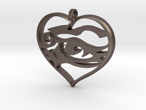 Heart and Soul in Polished Bronzed Silver Steel