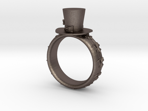 St Patrick's hat ring(size = USA 3.5-4) in Polished Bronzed Silver Steel