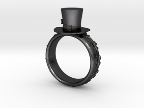 St Patrick's hat ring(size = USA 4-4.5) in Polished and Bronzed Black Steel