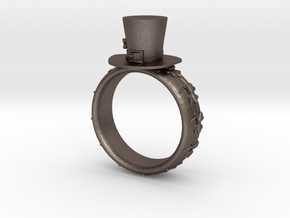 St Patrick's hat ring(size = USA 5) in Polished Bronzed Silver Steel