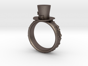 St Patrick's hat ring(size = USA 6) in Polished Bronzed Silver Steel