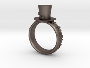 St Patrick's hat ring(size  = USA 6.5-7) in Polished Bronzed Silver Steel