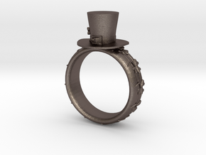 St Patrick's hat ring(size = USA 7-7.5) in Polished Bronzed Silver Steel