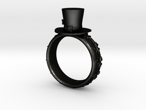 St Patrick's hat ring(size = USA 7.5-8) in Matte Black Steel