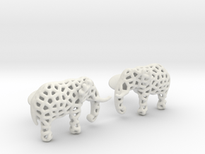 Elephant Cufflinks in White Natural Versatile Plastic