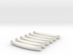 6 N-scale Canoes in White Natural Versatile Plastic