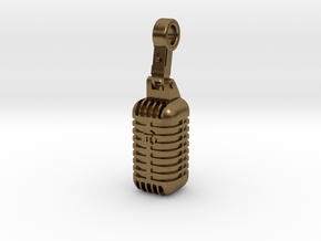 very detailed retro Microphone Pendant in Natural Bronze